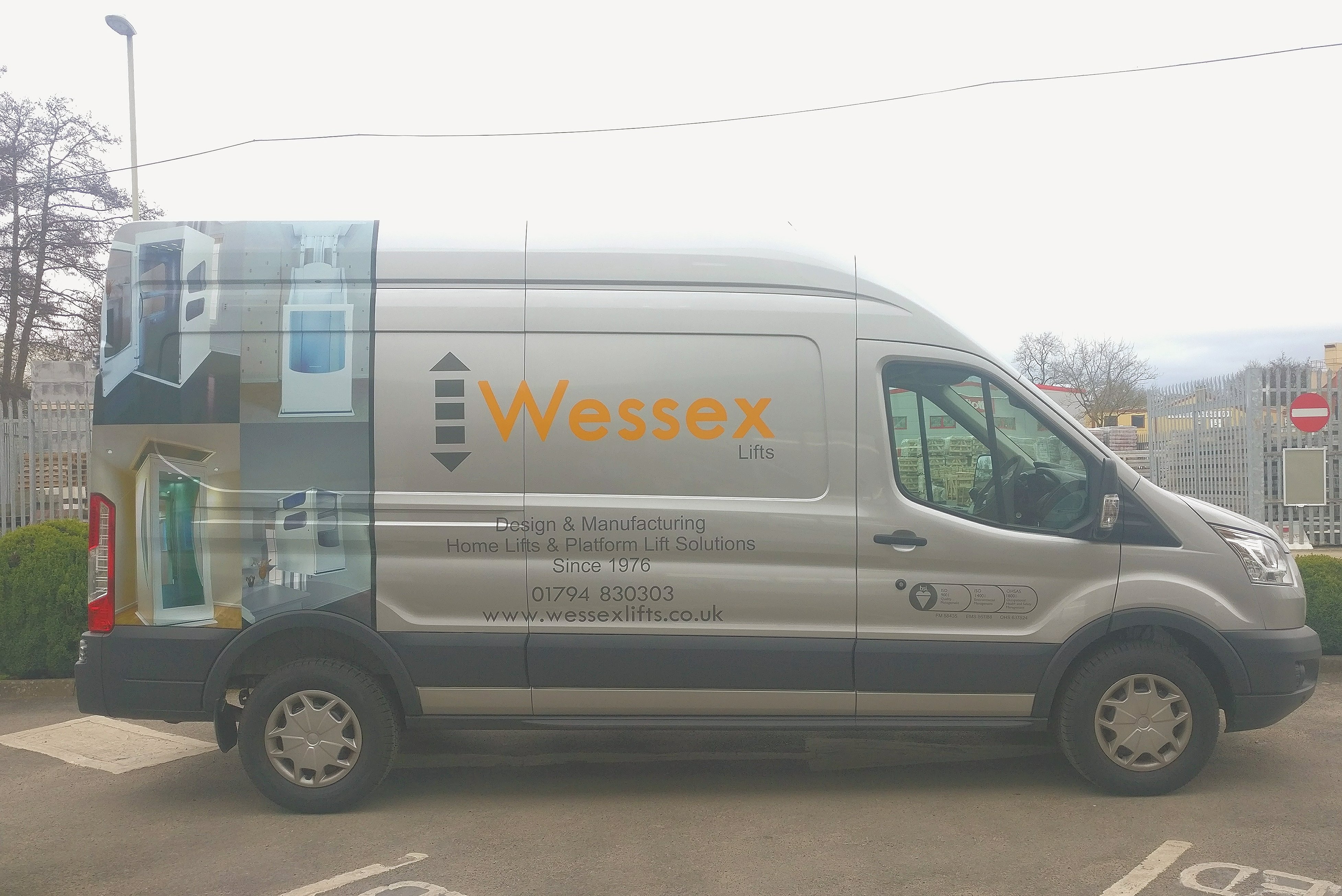 The side profile of the new van design, outside our main head office in Romsey